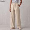 Women Summer Casual Trousers Solid Color Loose Cotton Pants