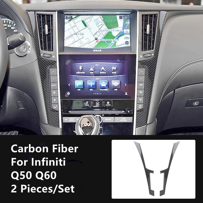 Carbon Fiber Car Interior Modification Cover Trim Strips Decorative Stickers For Infiniti Q50 Q60 Car Styling Inner
