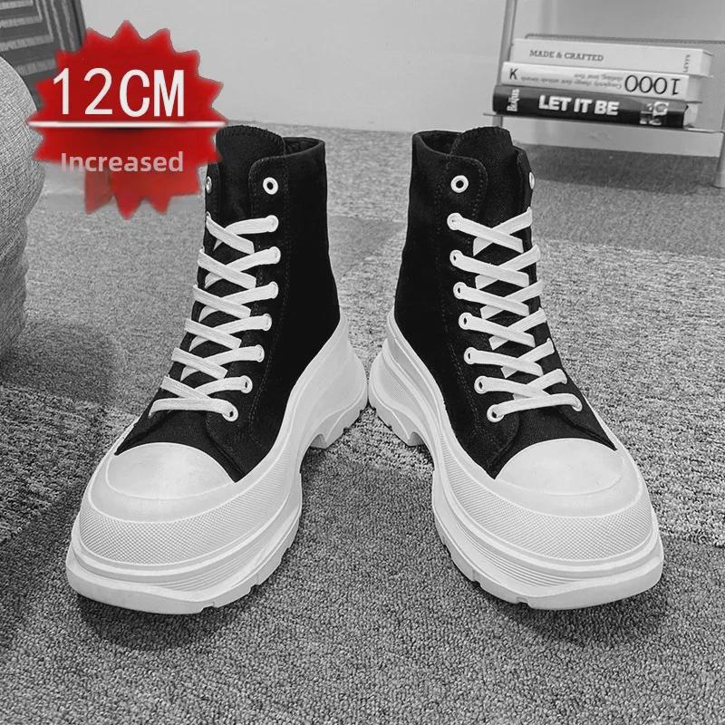 Unsichtbare, höhenverstärkende Herren-Sneaker: 12 cm High-Top, 10 cm lässiges Canvas, trendige Schuhe mit dicker Sohle, COS.