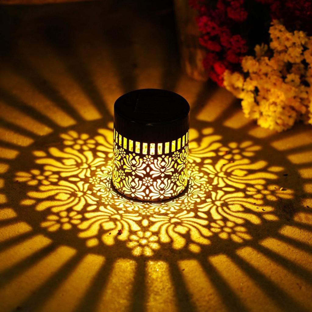 Hollow Flower Solar Fence Lights Waterproof Garden Lanterns Decorative Deck & Patio Lighting, for Yard Garden Outdoor Walkway