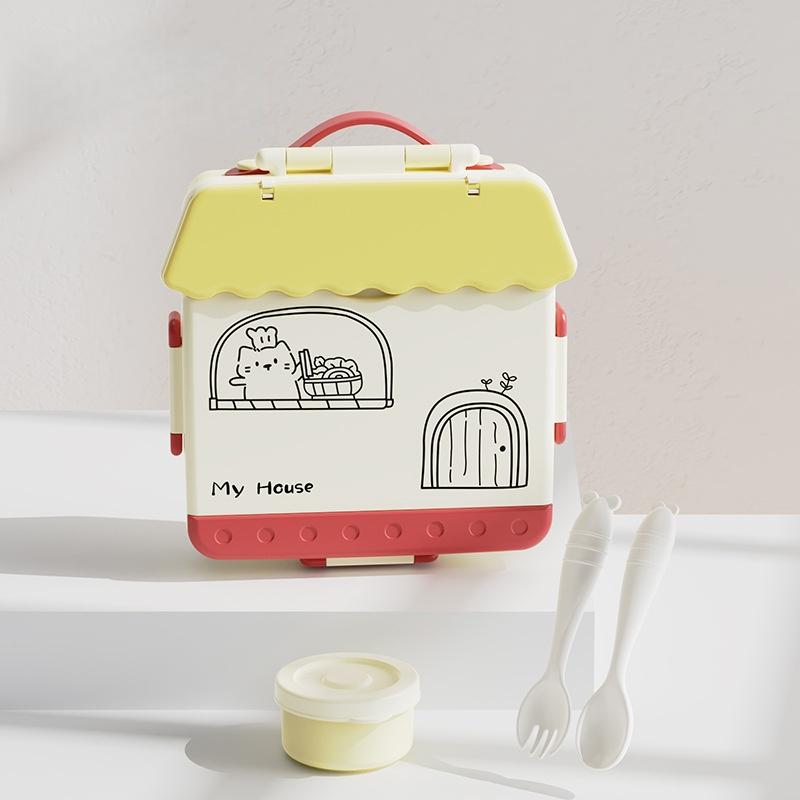 1000ml Kids Bento Lunch Box with 4 Compartments Cute Food Storage Container Suitable for Microwave And Fridge