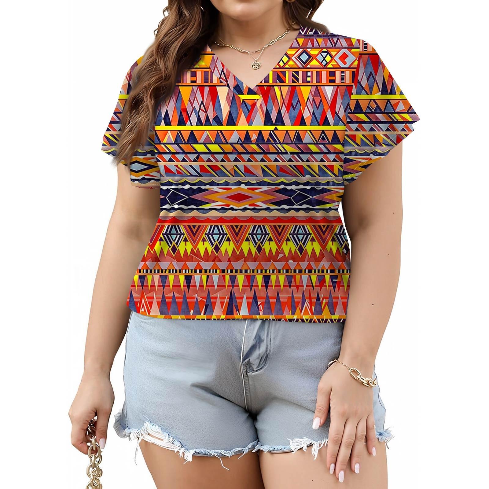 

Women s Fashion Casual Printed V-Neck Short Sleeve Oversized T-Shirt Top XXXXL