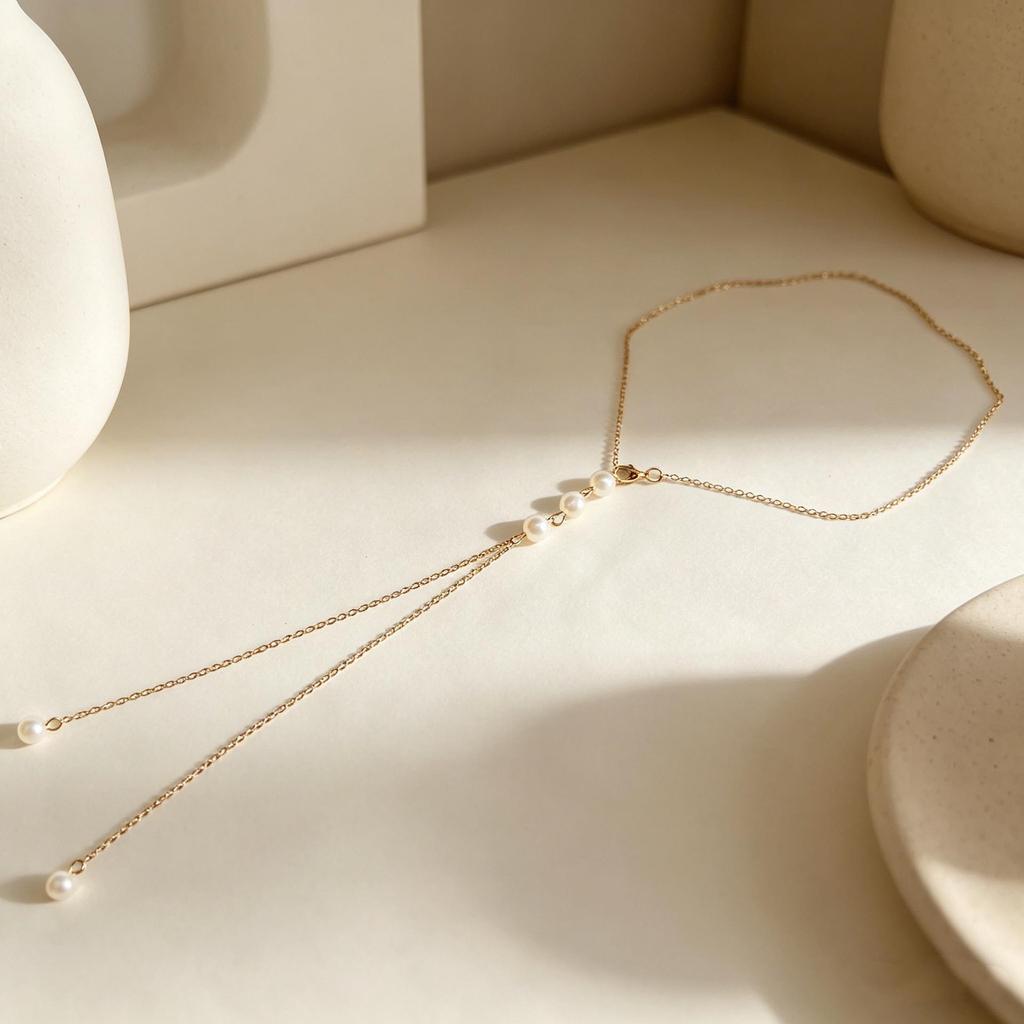 Elegant Water Drop Pearl Backless Necklace and Evening Gown Chain for Women