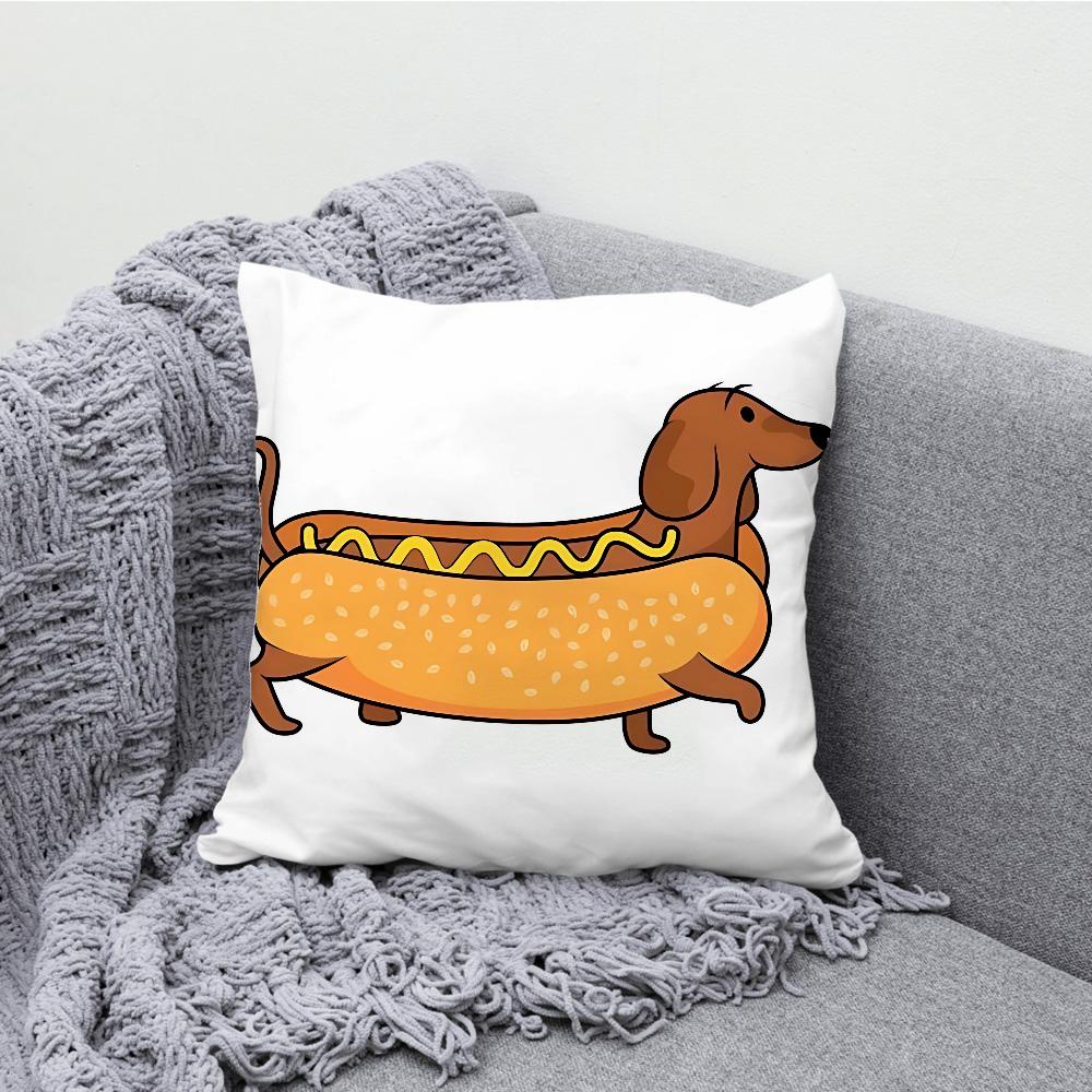 Lovely Dachshund Dog Cartoon Pillow Case Soft Cushion Cases for Farmhouse Sofa Decor Home Decorations and Protector Pillow Case