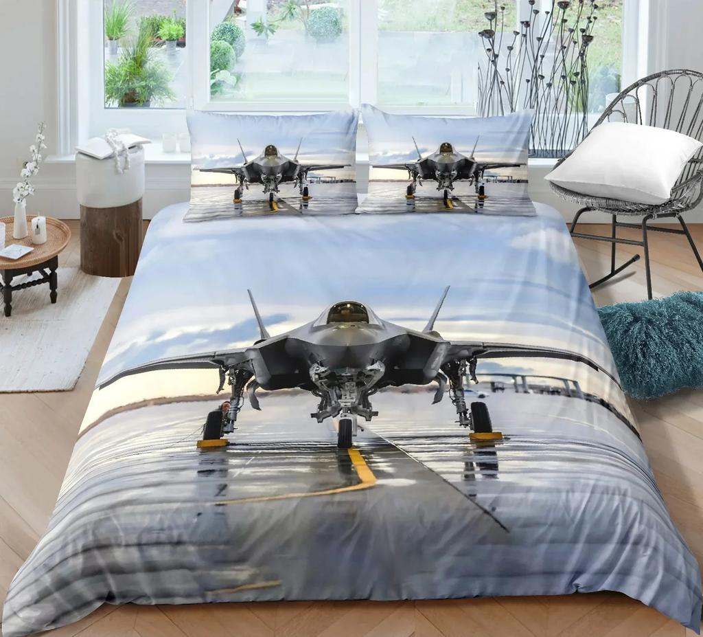 Airplane Fighter Flying Jet Comfortable Duvet Quilt Cover Pillowcase Bedding Set Children Bedroom Decoration Home Textile