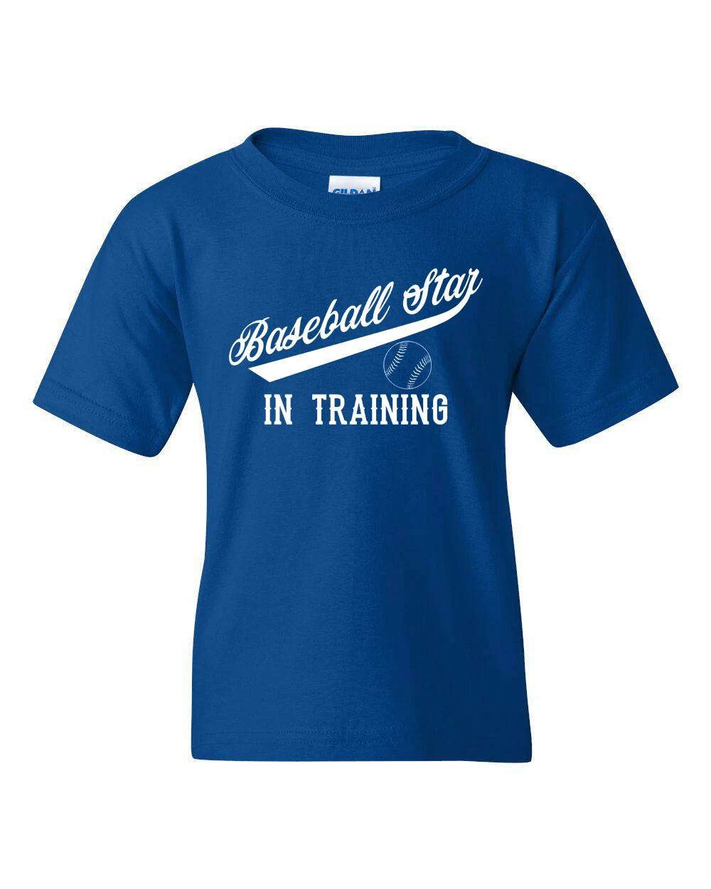 BASEBALL STAR IN TRAINING Youth Kids Blue kids boys T-Shirt S-XL FREE S&H! 120