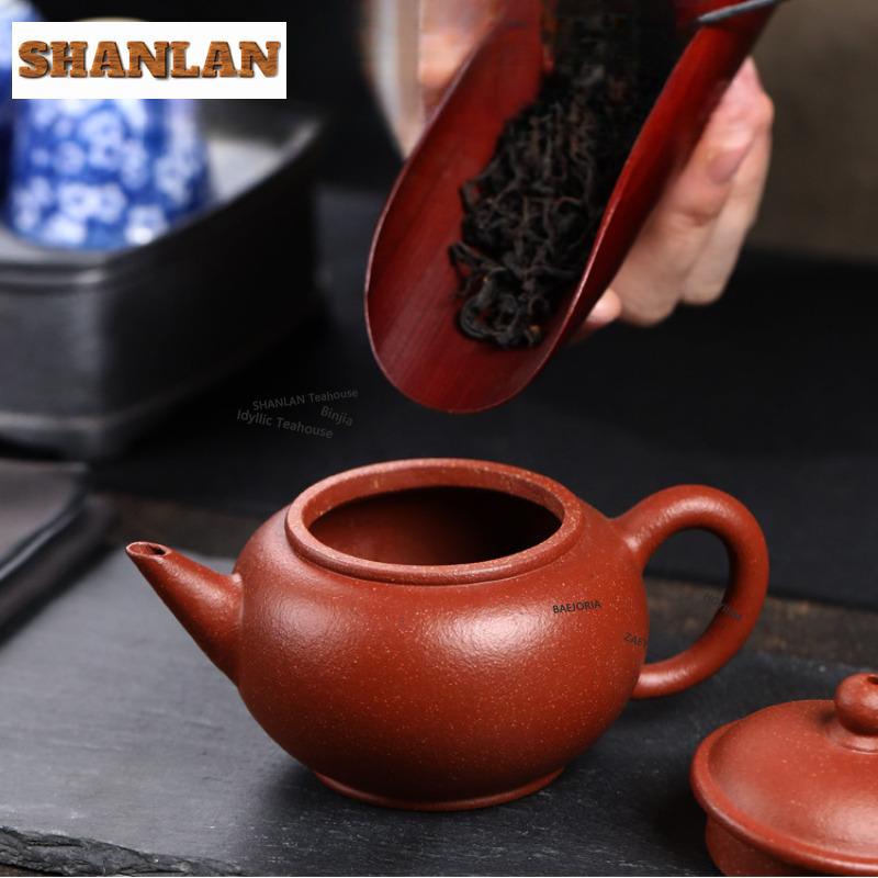 HOYIHM 200ml Retro Yixing Purple Clay Teapots Handmade Standard Pot Raw Ore Red Downhill Mud Kettle Zisha Tea Set Accessories