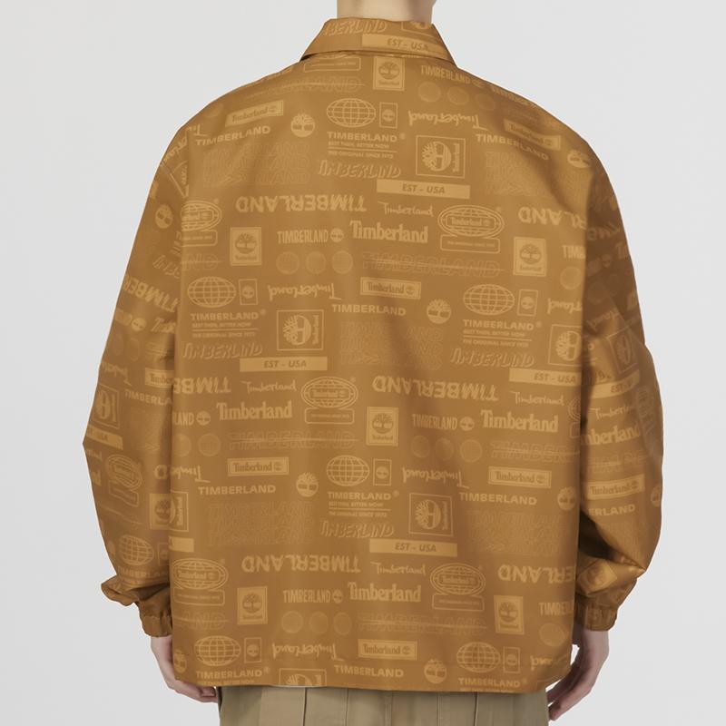 Timberland Letter Pattern Full Print Windbreaker Jacket Men Jacket Wheat A6B6X-P47