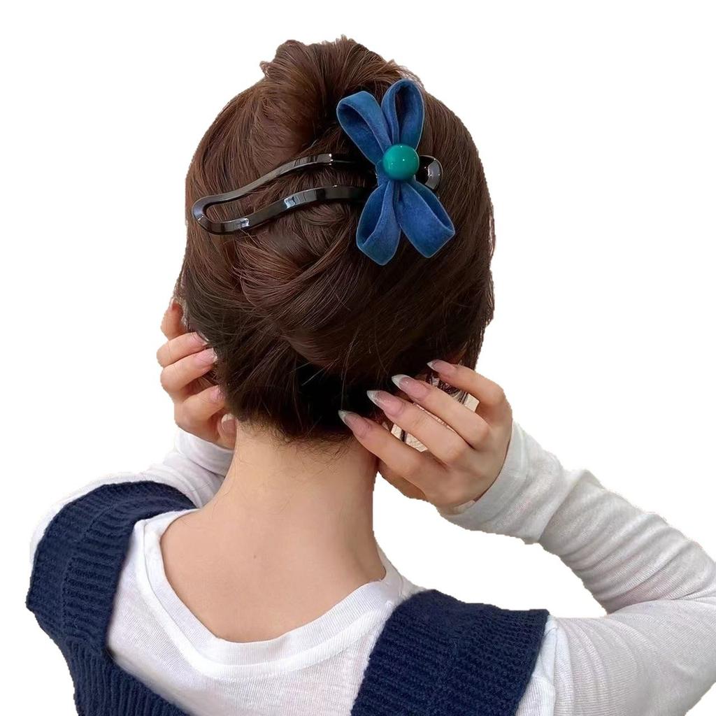 Sweet velvet bow duckbill clip hair clip women's back of the head plate hair clip headpiece 2025 new hair clip!