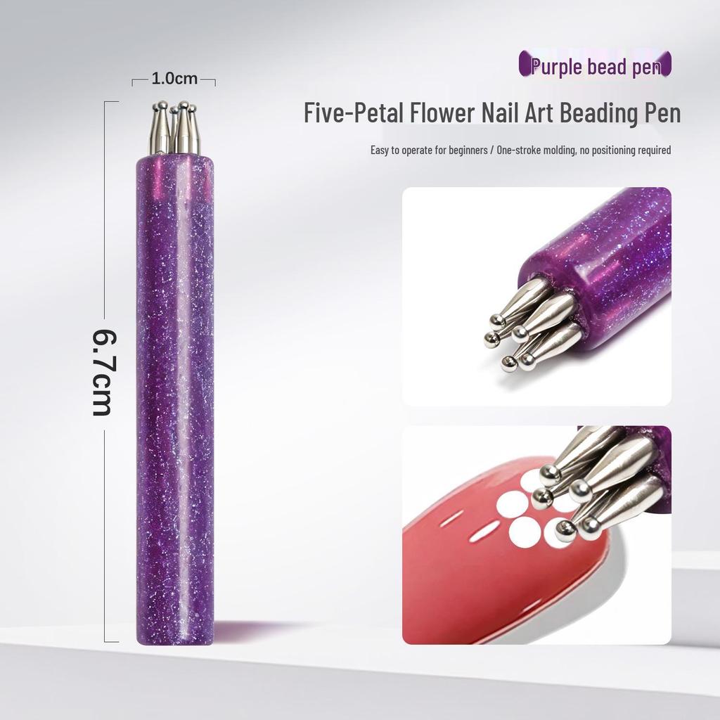 Five-Petal Flower Nail Art Dotting Tool - Create Polka Dot, Flower Patterns & One-Stroke Designs