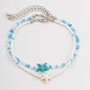 Set of Starfish and Turtle Seed Bead Anklets, European and American Winter Style, Trendy Internet Celebrity Ins Beach Travel Photography Accessories