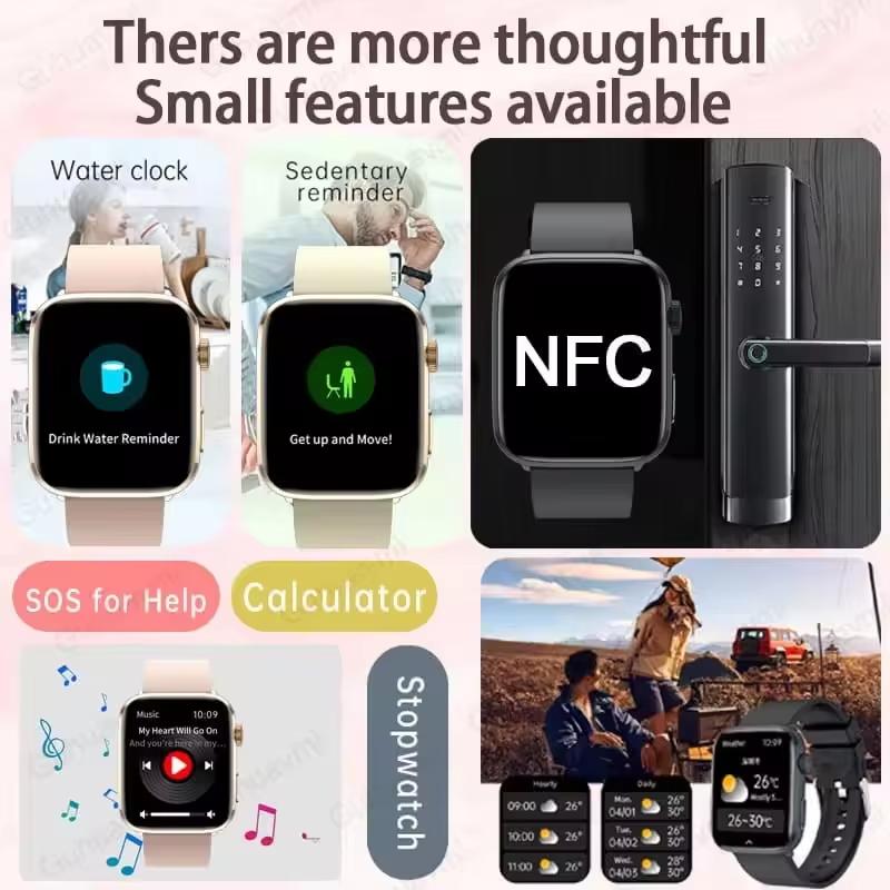 2025 Nouvelle Montre Connectée Intelligente à Diagnostic IA pour Femmes HRV+PPG Pression Artérielle Oxygène Sanguin Moniteur de Santé IP68 NFC Montres Intelligentes pour Xiaomi