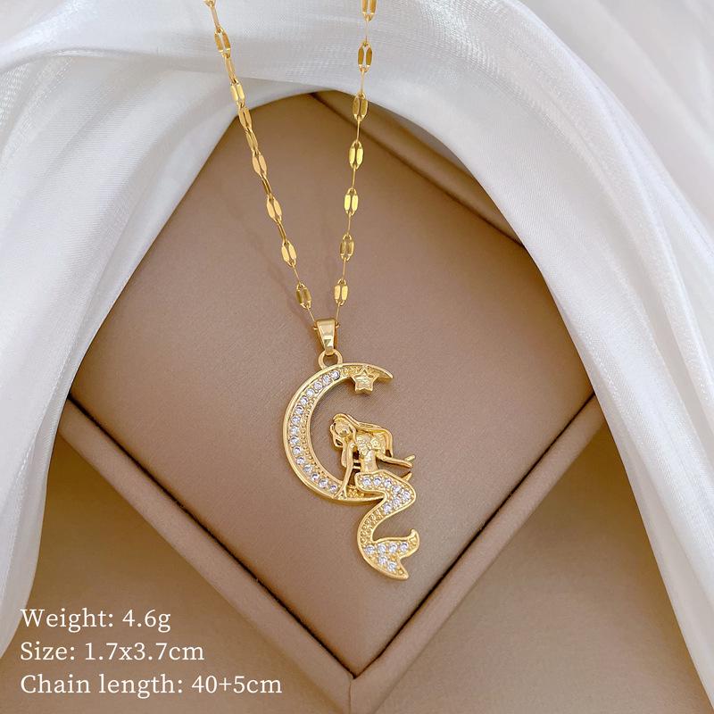 Butterfly Heavy Industry Necklace Women'S Copper Micro-Inlaid Real Gold Electroplating Delicate Clavicle Chain Neck Chain