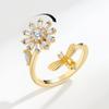 Adjustable Sunflower Spinner Ring With Diamonds Simple Versatile Stress Relief Fashion Band For Women And Men
