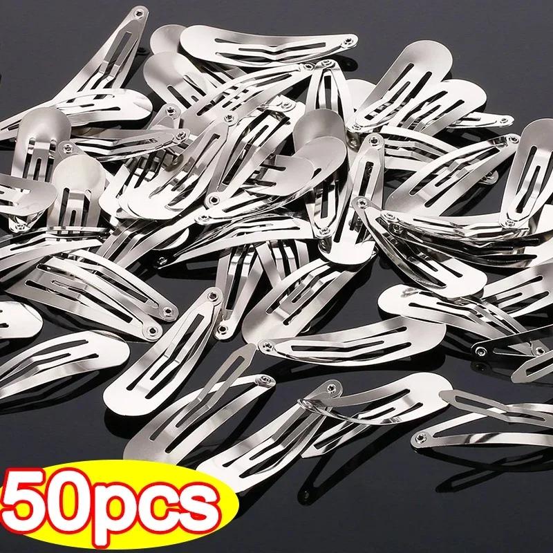 

10-50pcs Simple Silver Hair Clips BB Snap Hairpins Base for DIY Handmade Barrettes Y2K Women Girls Styling Tools Accessories 10pcs