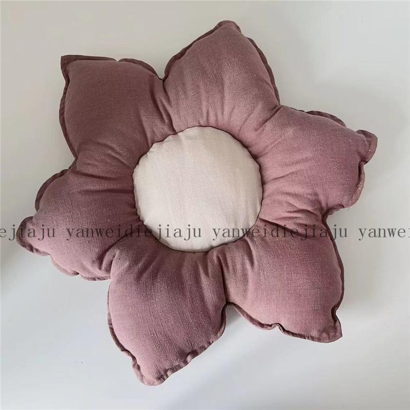 Floral Nordic Contemporary Pillow With Cotton Linen Cover For Modern Home Decor