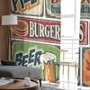 Retro Food Posters And Design Elements Chiffon Sheer Curtains for Living Room Bedroom Window Curtain Voiles Tulle Cortinas