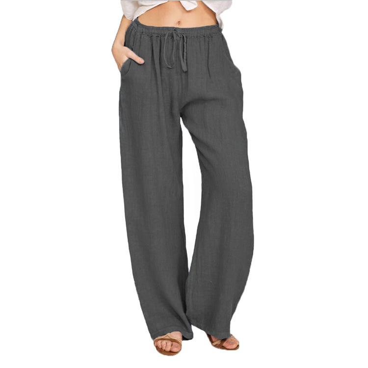 2024 Plus Size Women's Casual Loose Cotton & Linen Long Pants - European & American Style