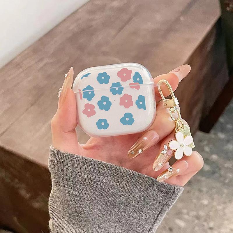 Blue, pink flower design earphone case protective cover is suitable for AirPods pro1 generation earphone case protective case