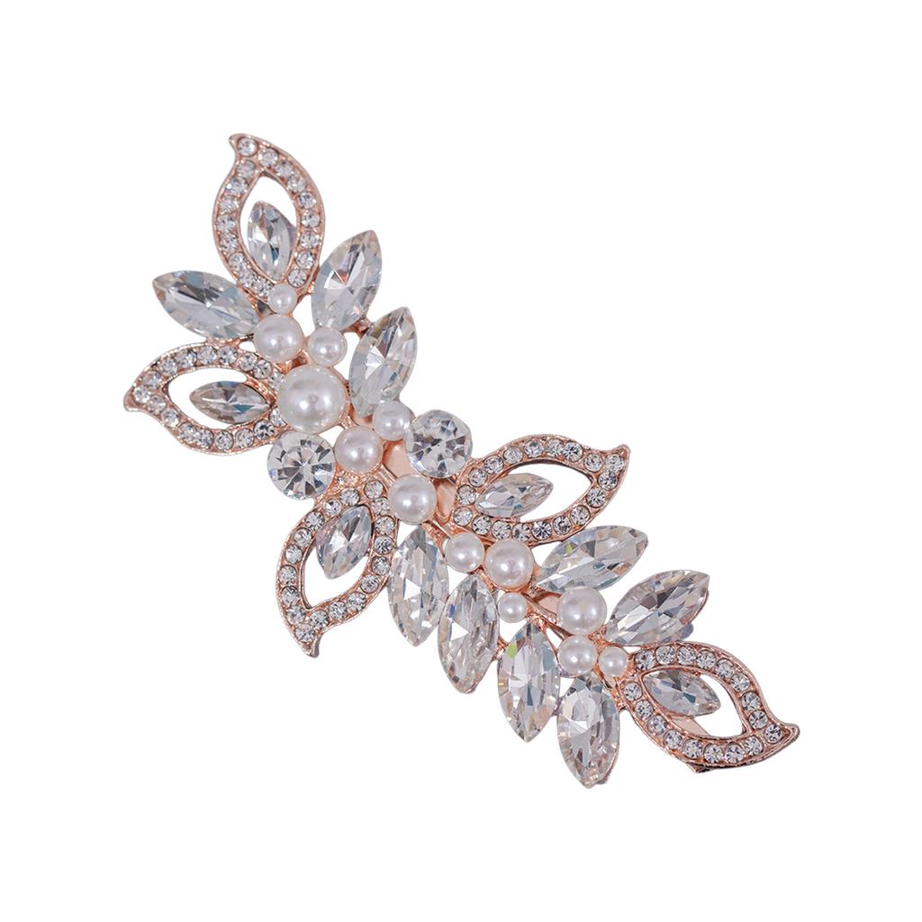 Bridal Rhinestone Pearl Hair Clip Alloy Comb Shaped Accessory With Crystal And Pearl Decoration For Wedding Dress