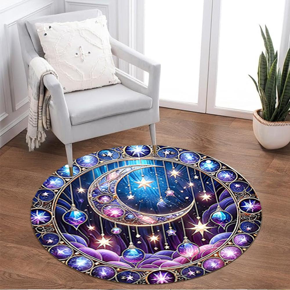 1pc Home Carpet with Stained Glass Design Non Slip Office Decor Gift Living Room Bedroom