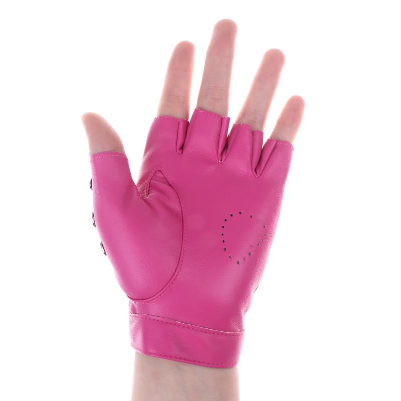Stage Performance Leather Women Man Half-Finger Rivet Gloves Nightclub Dance Fashion Punk Hip-Hop Half Finger Mittens