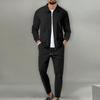 Men's   Spring and Autumn Jacket  Youth Waffle Chain Pocket Lapel Slim Cardigan Men's Jacket Suit