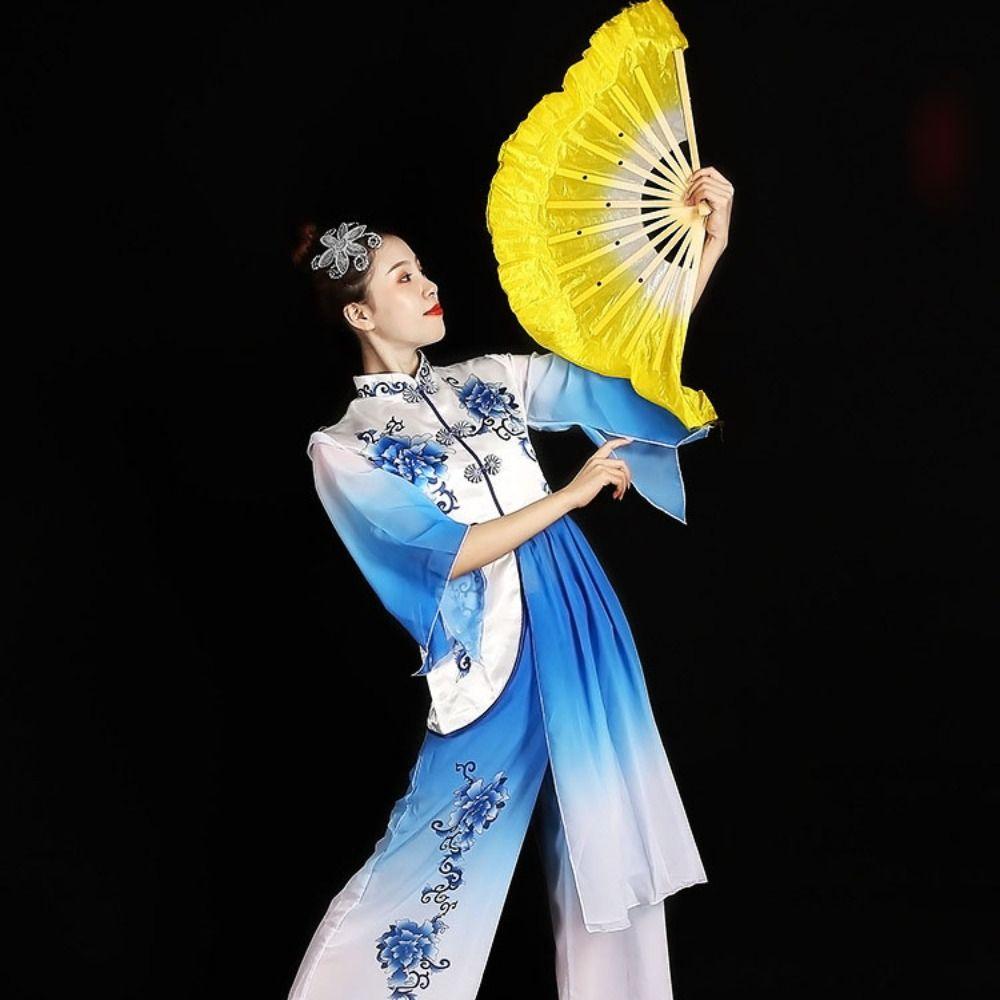 26cm Peacock Silk Fans Long Imitation Performance Fan Hot Sell Dancer Practice  Dance Bamboo Fans