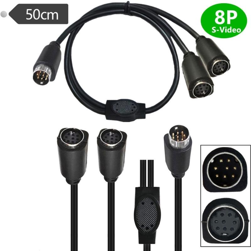 Mini Din 8-Pin Splitter Y Adapter Cable Mini Din 8 Cored Auditory/Video Cable S-Video Set-Top Box Cord 50CM