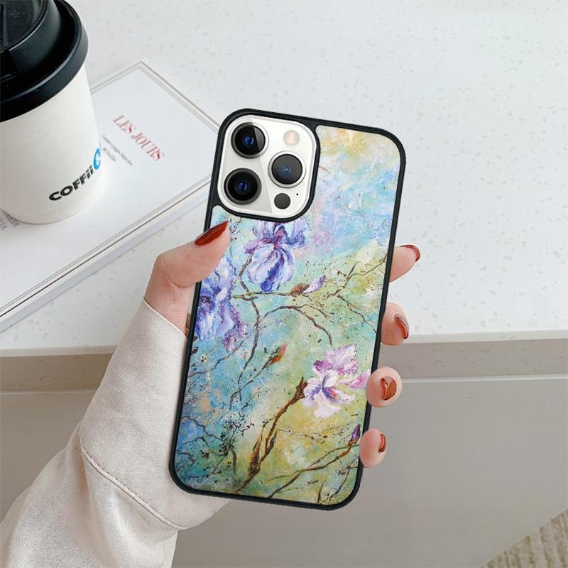 

Чехол для телефона с рисунком ирисов Для iPhone 17 Air 16 pro max 15 14 plus 12 13 Защитная крышка coque iPhone 14plus