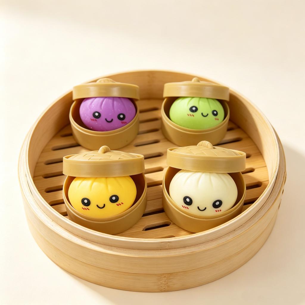 Colorful Simulated Steamed Bun Squishy 1-6pcs with Dumpling Sensory Squeeze Figure for Stress Relief Charming Look