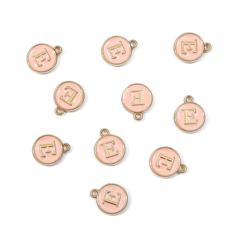 10Pcs 12x2.5mm Alphabet Double Face Charms Pendant Beads for Jewelry DIY Findings