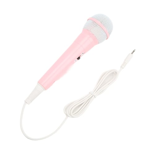 Karaoke Microphone, Wired Microphone, Dynamic Vocal Microphone, Cute for Kids, Perfect for Karaoke, Parties, and Performances, Clear (Pink)
