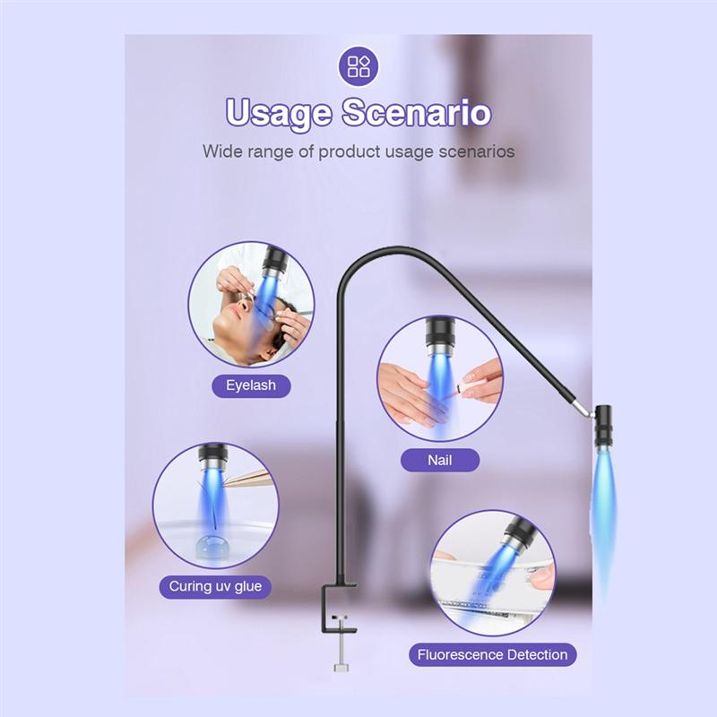 UV Lash Lamp 6W - Eyelash Extension & Nail Dryer, 360° Flexible Gooseneck, UV Glue Curing Light For Salon Use