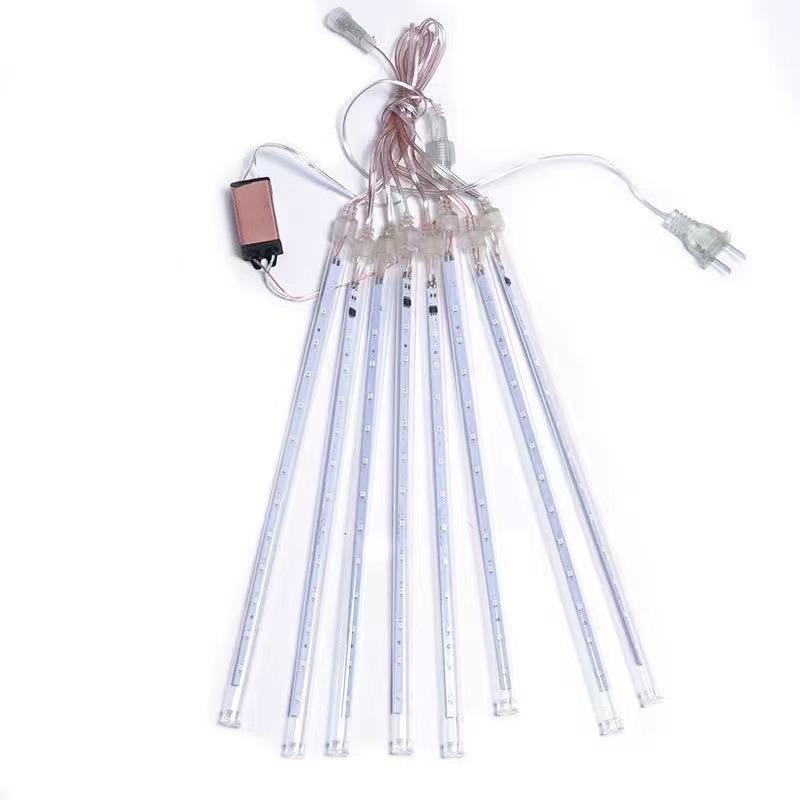 Outdoor Waterproof Meteor Shower LED String Lights - Seven-Color, Flashing Star Decorations for Night Markets and Trees