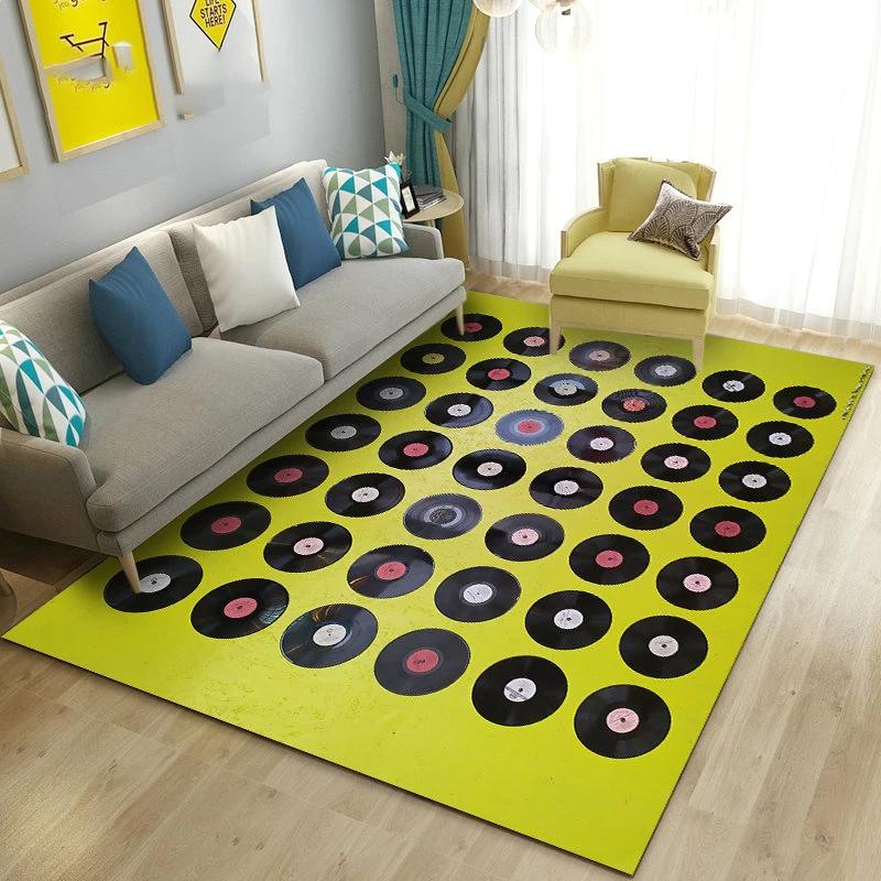 3D Vintage Classical Music Vinyl Record Area Rug Carpet Living Room Decor Bedroom Sofa Carpets Bedside Non-slip Mat Doormat