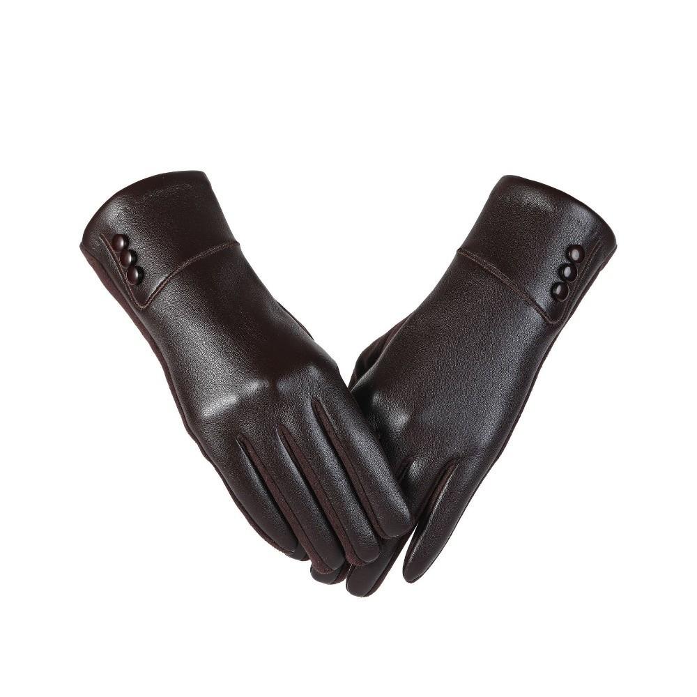 1Pair PU Touchscreen Gloves Touchscreen Windproof Gloves New Thermal Gloves  Winter Wear