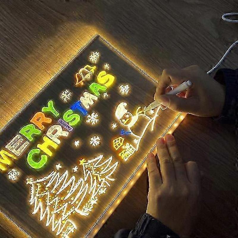 LED Drawing Board with Colors, Acrylic Dry Erase Board with Light, Luminous Acrylic Board, Lighted Dry Erase Board with Stand As Glow