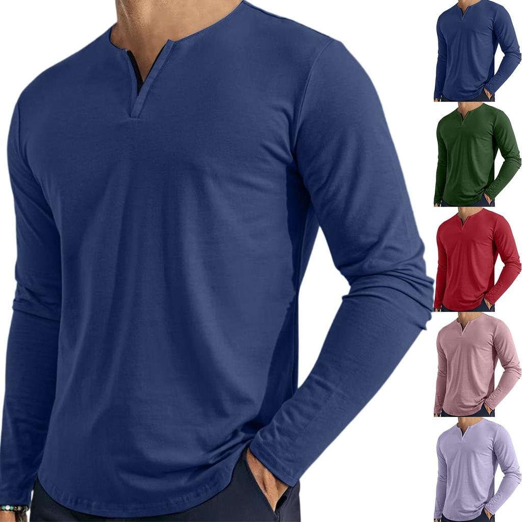 Men's V-neck Long-sleeved Top Is Casual