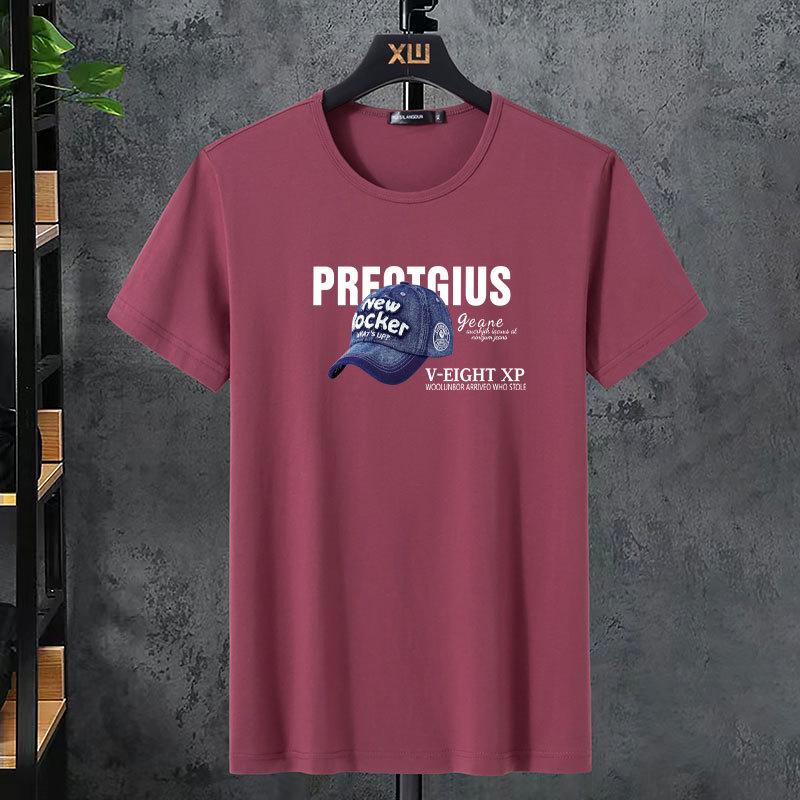 Мужская летняя эластичная мужская хлопковая футболка с короткими рукавами — фото 22