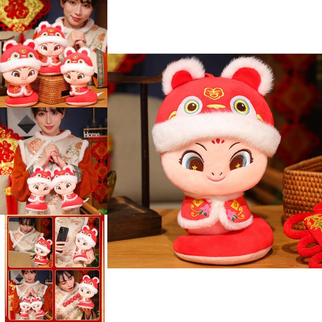 Adorable 2025 Tang Suit Snake Plush Toy Zodiac Snake Doll For New Year Gifts