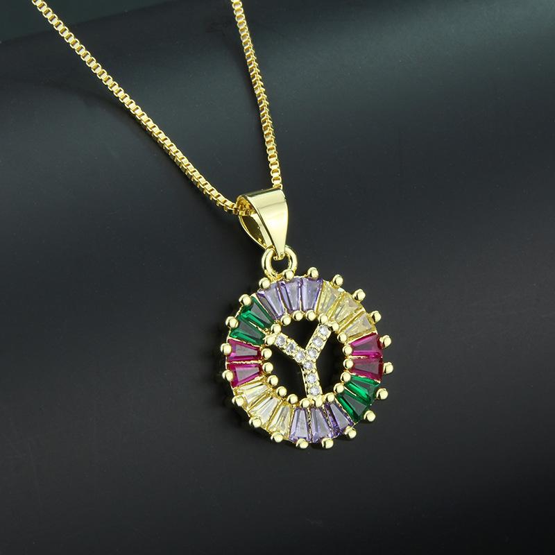 European and American simple 26 letter necklace directly from the manufacturer color zirconium English temperament pendant necklace wholesale