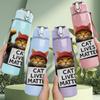 1PC Cat Lives Matter Raccoon Sign 750ml Color Plastic Sports Water Bottle Leakproof Flip Straw Lid Suitable for Sports Office Home Use