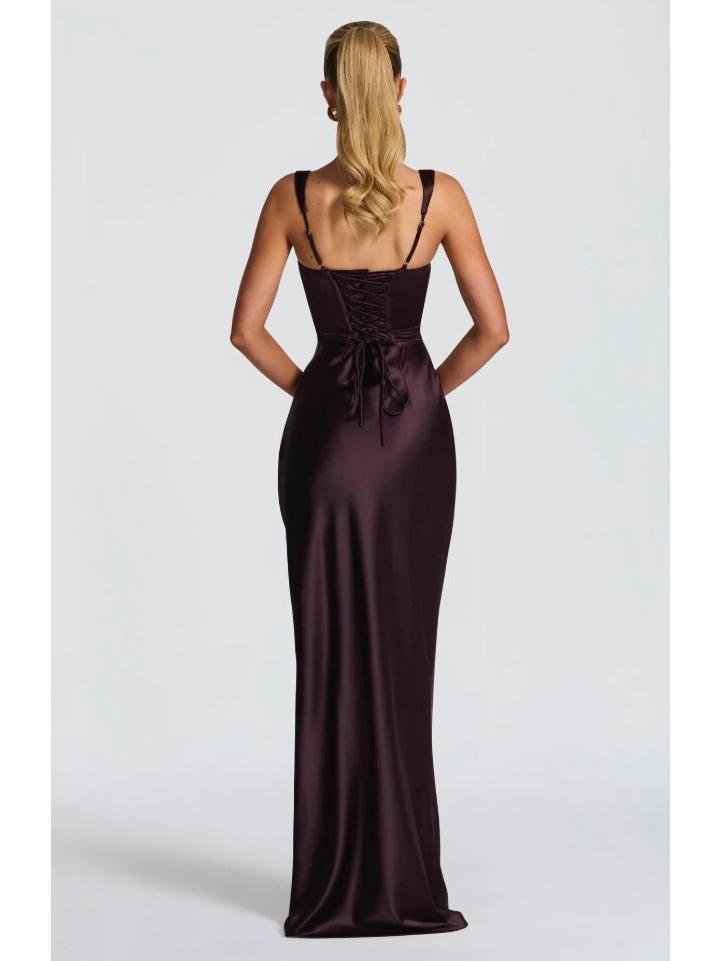 European/American Satin Spaghetti Strap Classic Evening Gown for Women