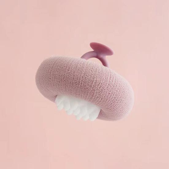 Sunflower Bath Brush with Suction Cup Ring Design Super Soft 2-in-1 Bath Ball Cleansing Massage Exfoliating Shower Sponge