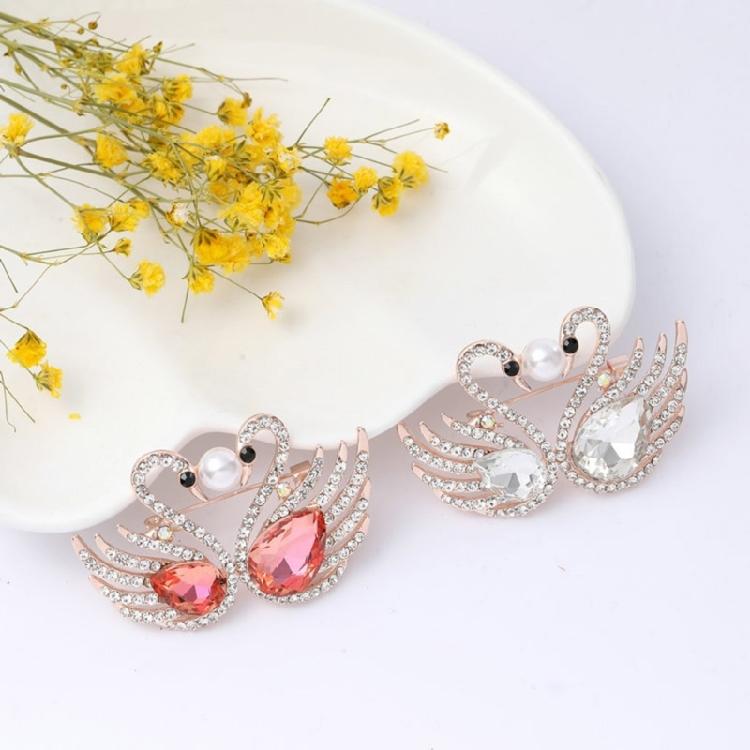 Elegant Small Swan Brooches with Rhinestones Unique Swan Pin Unisex Pins Alloy Texture Suitable for Fashionable Outfits