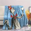 The Cat in the Hat  Print Flannel Blanket, High quality Comfortable for All Seasons, Home Decor, Warmth and Comfort