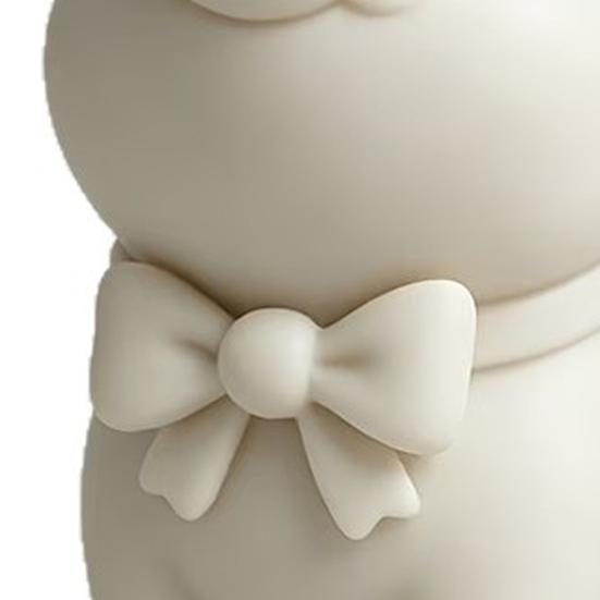 huaqianguhh 3D Printed Cute Bow Tie Pig Figurine, Matte Cream White, Minimalist Animal Decor Statue, Compact Ornament for Desk Bookcase Car Interior,
