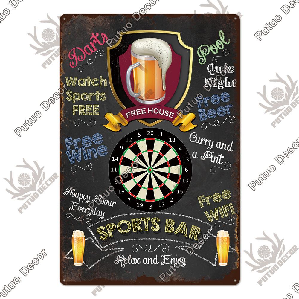 Putuo Decor Vintage Tin Sign Darts Game Metal Plaque Retro Posters for Garage Man Cave Room Home Wall Art Decorations
