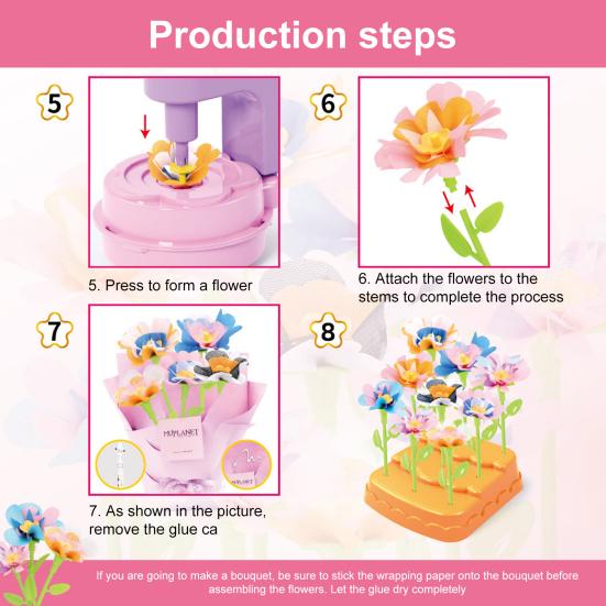 1 Set DIY Fabric Flower Bouquet Kit Kids Handmade Colorful Flower Making Toy Toddlers Girls Educational Floral Bouquet Arts Crafts Activities Toy